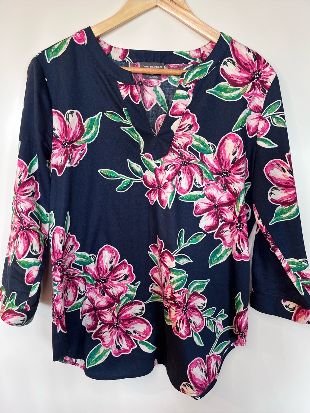 Van Heusen Cotton Tropical Floral Tunic Top | Size M